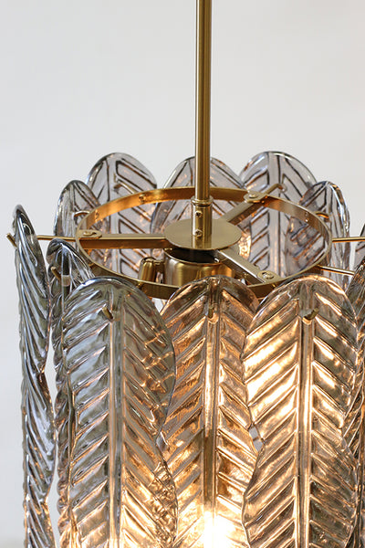 Luca Glass Hanging Light in Antique Brass Finish