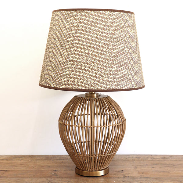 Ivory & Linseed Weave 46cm  Tall Tapered Drum Shade