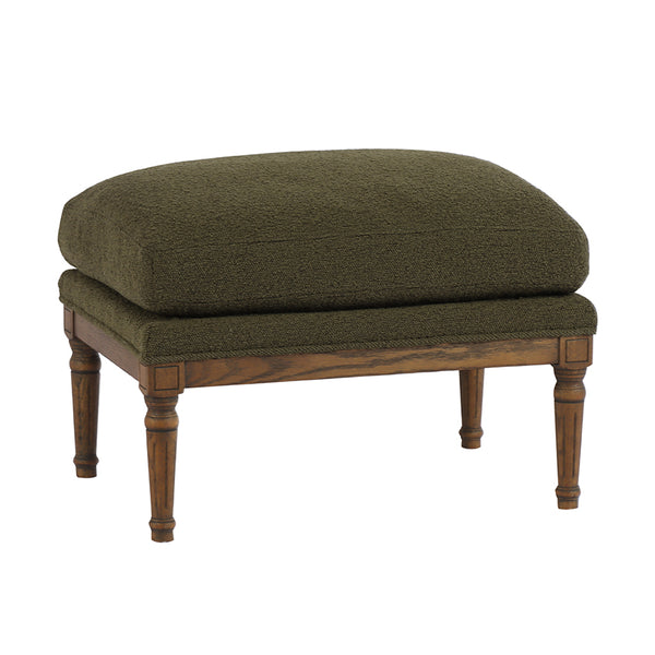 Windsor Ottoman in Olive Green Boucle