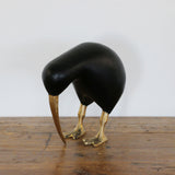 Wooden Black Kiwi with Brass Legs and Beak
