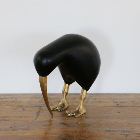 Wooden Black Kiwi with Brass Legs and Beak