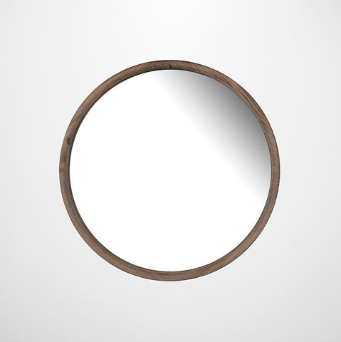 Small Round Wooden Wall Mirror