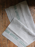 French Bon Appetit Tea Towel Olive Green