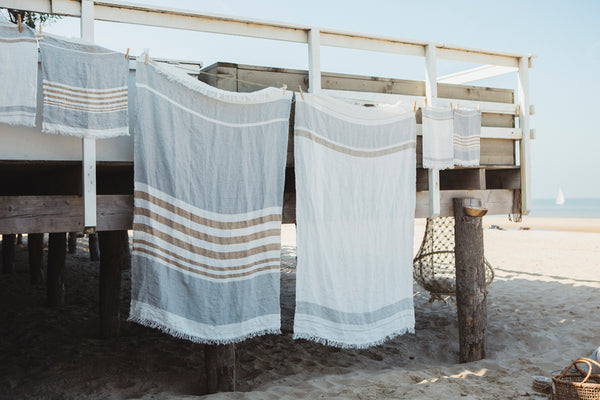 Libeco The Belgian Towel in Ash Stripe 55 x 65 Guest Towel