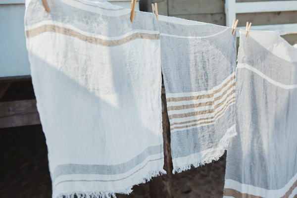 Libeco The Belgian Towel in Ash Stripe 55 x 65 Guest Towel