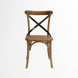 Vienna Dining Chair in Oak Colour with Metal Cross Back