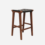 Memphis Stool with Woven Leather Seat in Elm