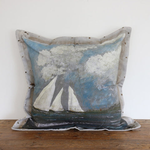 White Sail Heavy Canvas Cushion Cover 58 x 58cm