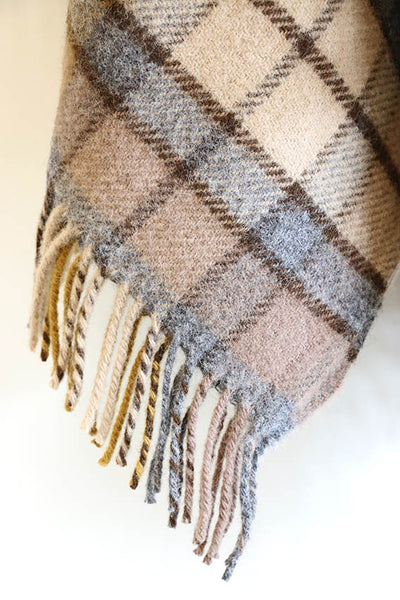 Wool Tartan Throw in Natural Buchanan