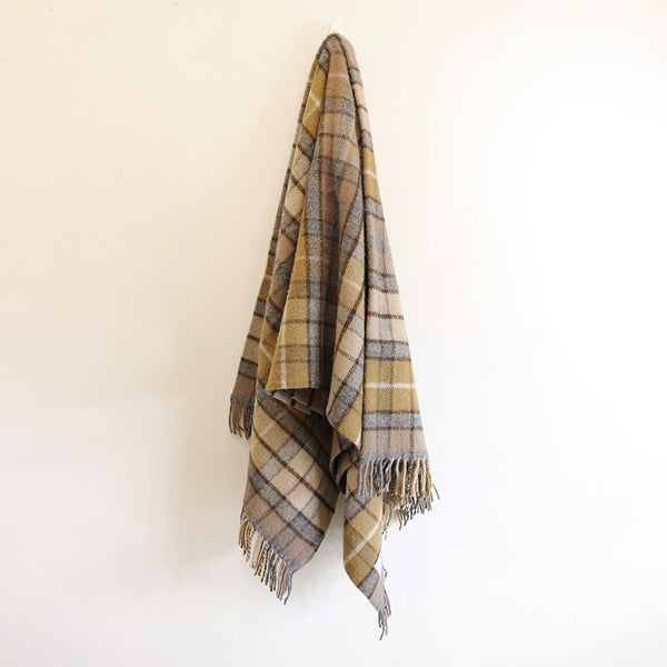 Wool Tartan Throw in Natural Buchanan