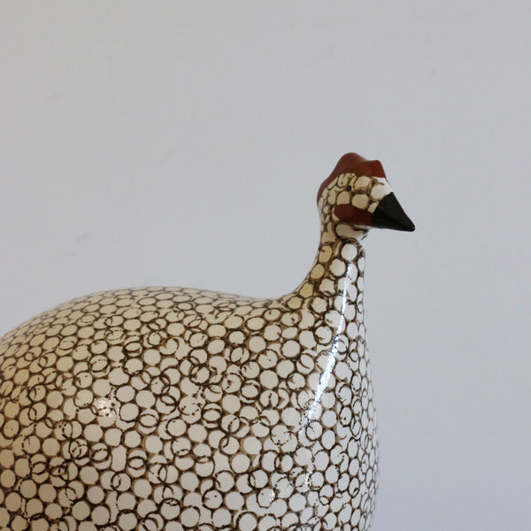 Ceramiques De Lussan Guinea Fowl in White Spotted Black- Medium