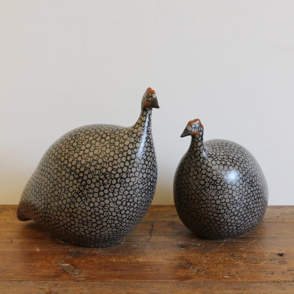 Ceramiques De Lussan Guinea Fowl in Grey Spotted Black Matte Finish- Medium