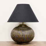 Marbella Brass Ball Lamp with Narrow Ridges in Dark Brass Antique Finish