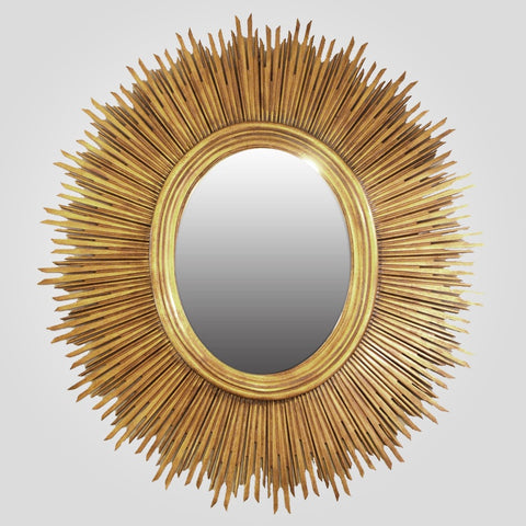 Oval Sun Mirror in Gold Leaf Finish