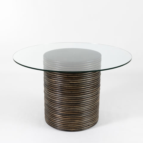 Bermuda Dining Table In Rattan With Glass Top