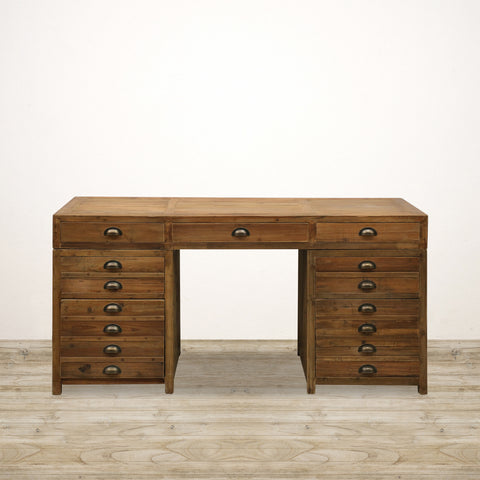 Algiers Desk in Old Recycled Pine with Five Drawers