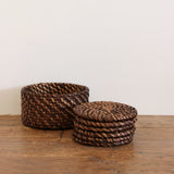 BERMUDA COASTER SET  IN WALNUT RATTAN