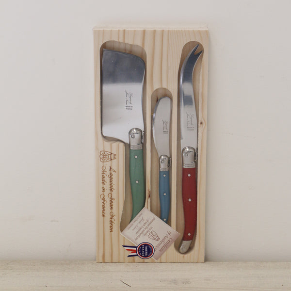 Laguiole Multicoloured Cheese Knives Set of 3
