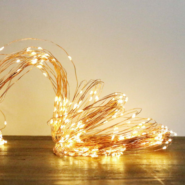 Waterfall of 500 seed lights with copper wire