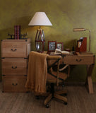 Campaign Two Drawer Oak Desk With Cross Legs