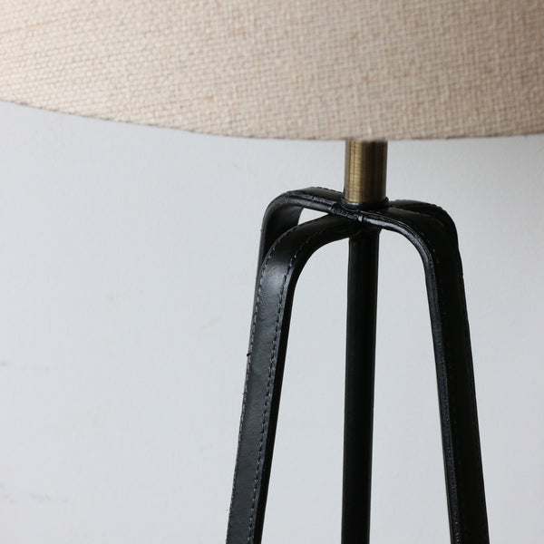 Hyde Leather Stirrup Tripod Lamp in Black