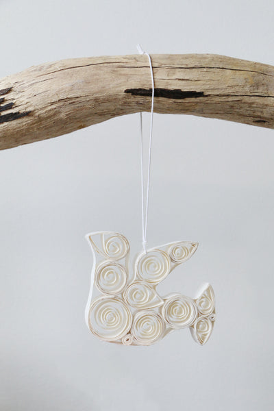 Handmade Curled Paper Dove Decoration