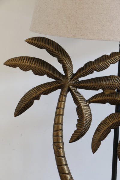 Caribbean Double Palm Lamp Brass & Black
