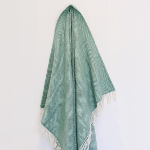 Wool Throw in Sea Green