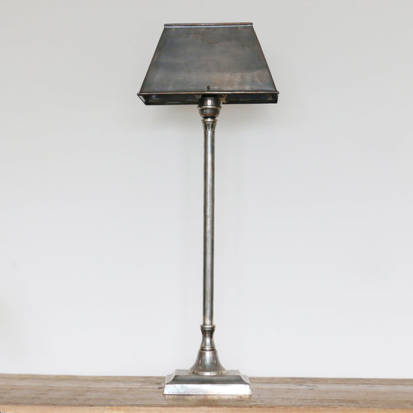 Brushed Pewter Finish Brass Table Lamp and Shade