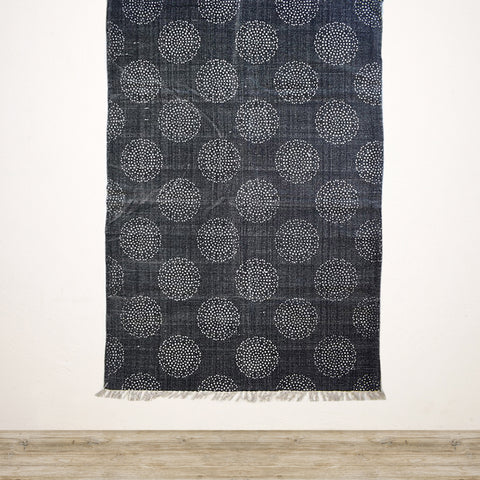 Printed Cotton Rug in Black and White