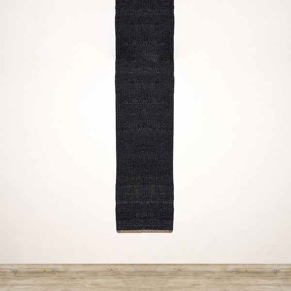 Black & Natural Jute Hall Runner Rug 3m