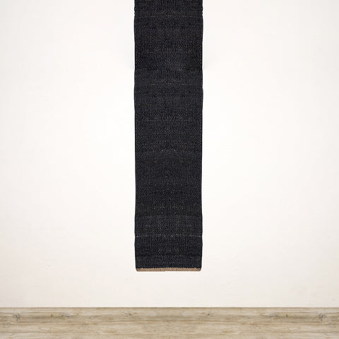 Black & Natural Jute Hall Runner Rug 3m