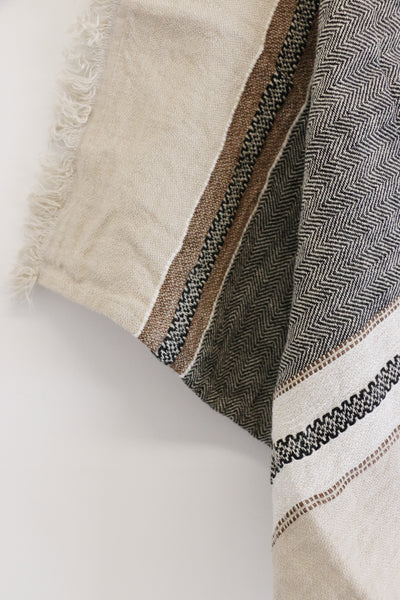 Libeco Belgian Linen Hand Towel / Fouta in Beeswax Stripe