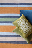 Multi Stripe Cotton & Jute Rug in Green, Orange and Blue