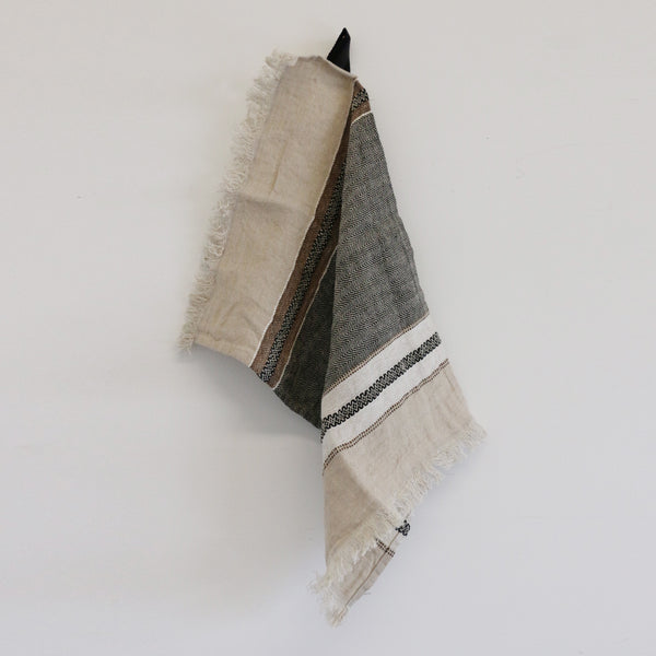Libeco Belgian Linen Hand Towel / Fouta in Beeswax Stripe