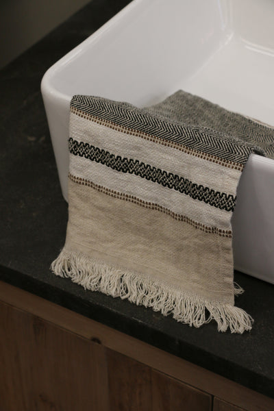 Libeco Belgian Linen Hand Towel / Fouta in Beeswax Stripe