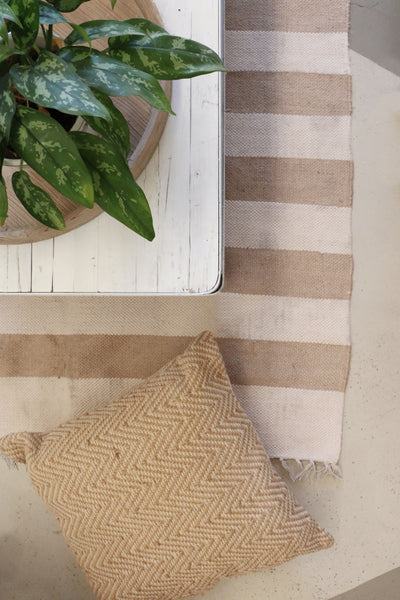 White and Natural Stripe Cotton Rug 1500 x 2400