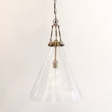 Vitrene Large Brass Glass Hanging Light