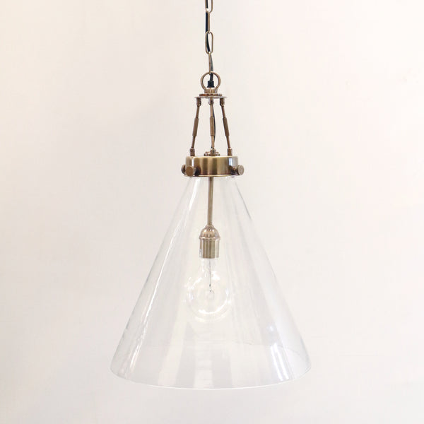 Vitrene Large Brass Glass Hanging Light