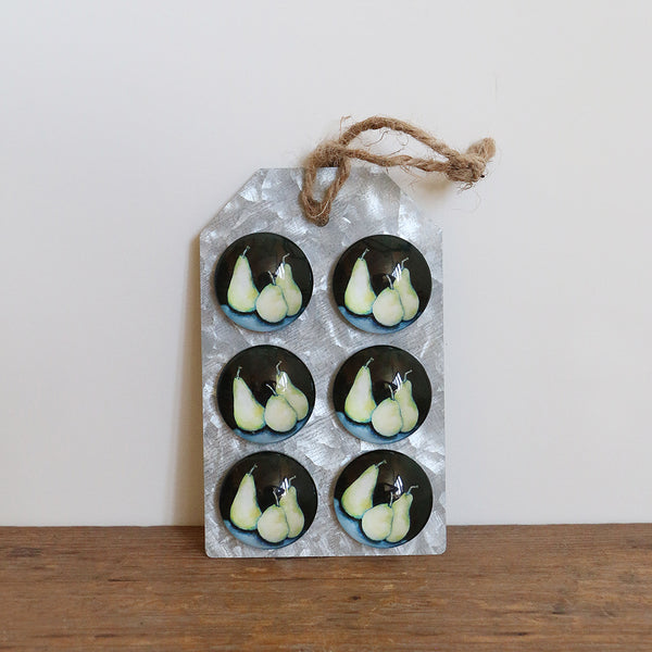 Noir Pear Glass Magnets set of 6