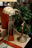 Adjustable Brass Desk Lamp with Wooden Detailing