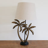 Caribbean Double Palm Lamp Brass & Black