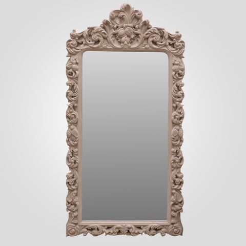 Provincial Ornate Carved Mirror in Taupe