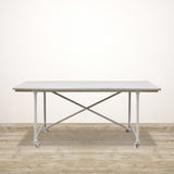 White Washed Industrial Dining Table on Castors