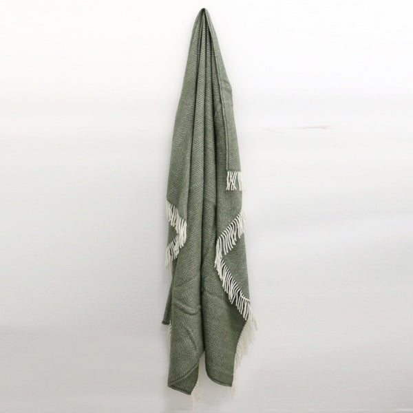 Wool Throw in Olive Green