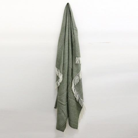 Wool Throw in Olive Green