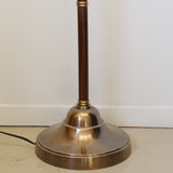 Antiqued Brass Adjustable Floor Lamp with Wooden Detail