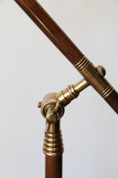 Adjustable Brass Desk Lamp with Wooden Detailing