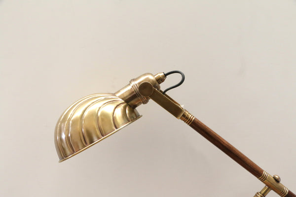 Adjustable Brass Desk Lamp with Wooden Detailing