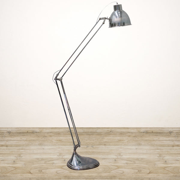 Solid Brass Floor Lamp in Brushed Pewter Finish